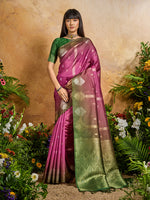 Thumbnail for Monjolika Fashion Weaving Handloom Silk Blend Magenta Pink Contemporary Saree - Distacart