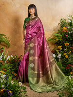Thumbnail for Monjolika Fashion Weaving Handloom Silk Blend Magenta Pink Contemporary Saree - Distacart