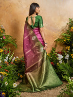 Thumbnail for Monjolika Fashion Weaving Handloom Silk Blend Magenta Pink Contemporary Saree - Distacart