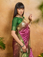 Thumbnail for Monjolika Fashion Weaving Handloom Silk Blend Magenta Pink Contemporary Saree - Distacart