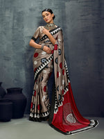 Thumbnail for Monjolika Fashion Satin Dark Beige Printed Casual Saree - Distacart