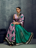 Thumbnail for Monjolika Fashion Satin Lilac Printed Casual Saree - Distacart