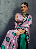 Thumbnail for Monjolika Fashion Satin Lilac Printed Casual Saree - Distacart