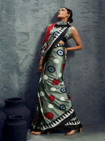 Thumbnail for Monjolika Fashion Satin Grey Printed Casual Saree - Distacart