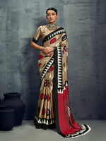 Thumbnail for Monjolika Fashion Satin Chiku Printed Casual Saree - Distacart