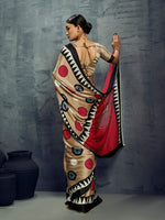 Thumbnail for Monjolika Fashion Satin Chiku Printed Casual Saree - Distacart