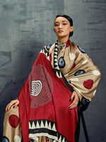 Thumbnail for Monjolika Fashion Satin Chiku Printed Casual Saree - Distacart