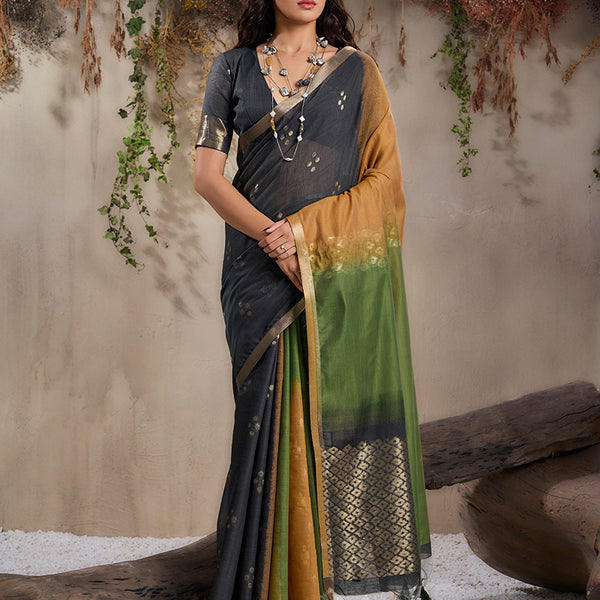 Monjolika Fashion Multi Colour Viscose Cotton Weaving Contemporary Saree - Distacart