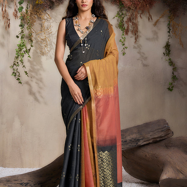 Monjolika Fashion Multi Colour Viscose Cotton Weaving Contemporary Saree - Distacart