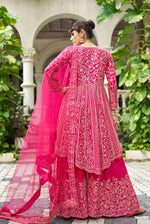 Thumbnail for Monjolika Fashion Chinon Embroidered Rani Pink Readymade Palazzo Kameez - Distacart