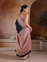 Thumbnail for Monjolika Fashion Black Printed Satin Saree - Distacart