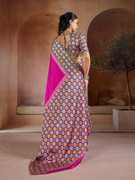 Thumbnail for Monjolika Fashion Magenta Printed Satin Saree - Distacart