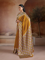 Thumbnail for Monjolika Fashion Mustard Printed Satin Saree - Distacart