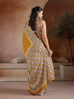 Thumbnail for Monjolika Fashion Mustard Printed Satin Saree - Distacart