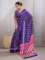 Thumbnail for Monjolika Fashion Violet Printed Satin Saree - Distacart
