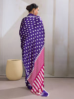 Thumbnail for Monjolika Fashion Violet Printed Satin Saree - Distacart