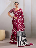 Thumbnail for Monjolika Fashion Maroon Printed Satin Saree - Distacart