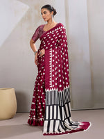 Thumbnail for Monjolika Fashion Maroon Printed Satin Saree - Distacart