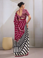 Thumbnail for Monjolika Fashion Maroon Printed Satin Saree - Distacart