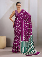 Thumbnail for Monjolika Fashion Dark Magenta Printed Satin Saree - Distacart