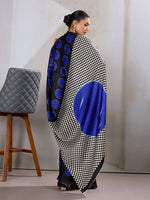 Thumbnail for Monjolika Fashion Black & Blue Satin Printed Saree - Distacart