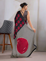 Thumbnail for Monjolika Fashion Black & Red Satin Printed Saree - Distacart