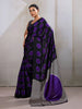 Monjolika Fashion Black & Violet Satin Printed Saree - Distacart