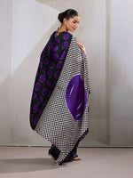 Thumbnail for Monjolika Fashion Black & Violet Satin Printed Saree - Distacart