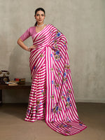 Thumbnail for Monjolika Fashion Hot Pink Printed Satin Saree - Distacart