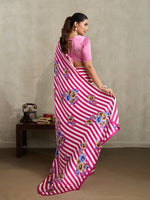 Thumbnail for Monjolika Fashion Hot Pink Printed Satin Saree - Distacart
