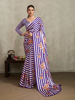 Thumbnail for Monjolika Fashion Purple Printed Satin Saree - Distacart