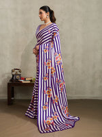 Thumbnail for Monjolika Fashion Purple Printed Satin Saree - Distacart