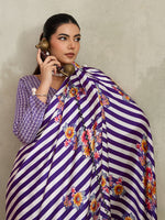 Thumbnail for Monjolika Fashion Purple Printed Satin Saree - Distacart