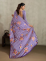 Thumbnail for Monjolika Fashion Purple Printed Satin Saree - Distacart