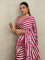 Thumbnail for Monjolika Fashion Maroon Printed Satin Saree - Distacart