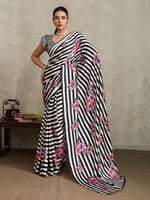 Thumbnail for Monjolika Fashion Black Printed Satin Saree - Distacart