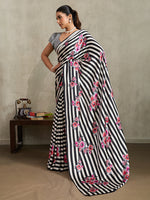 Thumbnail for Monjolika Fashion Black Printed Satin Saree - Distacart
