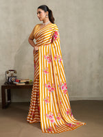 Thumbnail for Monjolika Fashion Mustard Printed Satin Saree - Distacart