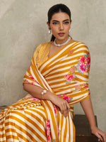 Thumbnail for Monjolika Fashion Mustard Printed Satin Saree - Distacart