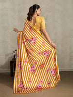 Thumbnail for Monjolika Fashion Mustard Printed Satin Saree - Distacart