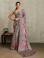 Thumbnail for Monjolika Fashion Brown Printed Satin Saree - Distacart