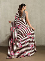 Thumbnail for Monjolika Fashion Brown Printed Satin Saree - Distacart