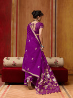 Thumbnail for Monjolika Fashion Purple Silk Blend woven Work Saree - Distacart