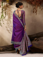Thumbnail for Monjolika Fashion Purple woven Kanjivaram Silk Blend Saree - Distacart