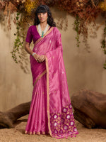 Thumbnail for Monjolika Fashion Tussar Silk Blend woven Work Saree in Pink - Distacart
