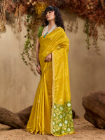 Thumbnail for Monjolika Fashion Tussar Silk Blend woven Work Saree in Mustard - Distacart