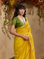 Thumbnail for Monjolika Fashion Tussar Silk Blend woven Work Saree in Mustard - Distacart