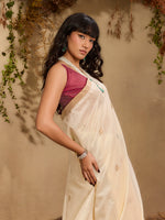 Thumbnail for Monjolika Fashion Tussar Silk Blend woven Work Saree in Off White - Distacart