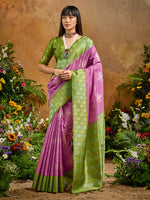 Thumbnail for Monjolika Fashion Woven Work Silk Blend Lilac Saree - Distacart