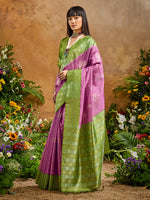 Thumbnail for Monjolika Fashion Woven Work Silk Blend Lilac Saree - Distacart